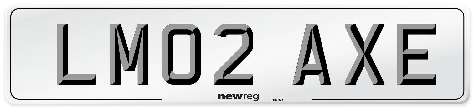 LM02 AXE Number Plate from New Reg